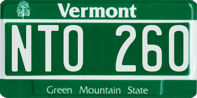 VT license plate NTO260