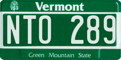 VT license plate NTO289