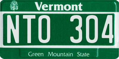 VT license plate NTO304