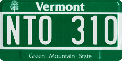 VT license plate NTO310