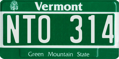 VT license plate NTO314