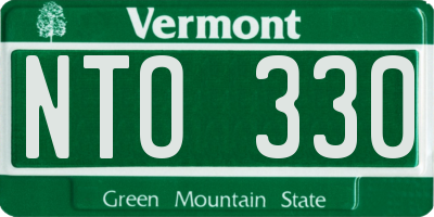 VT license plate NTO330