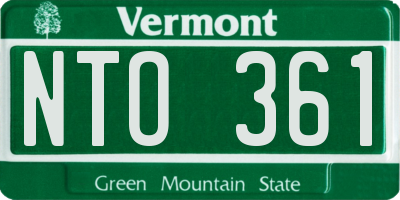 VT license plate NTO361