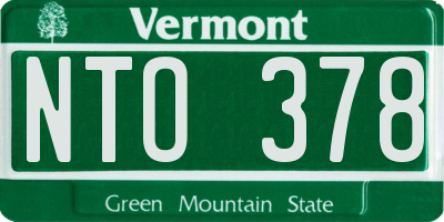 VT license plate NTO378