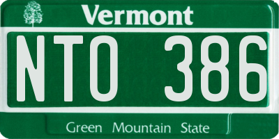 VT license plate NTO386