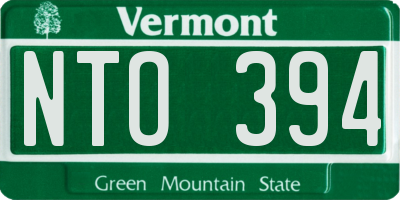 VT license plate NTO394