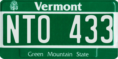 VT license plate NTO433