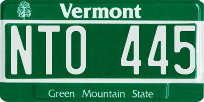 VT license plate NTO445