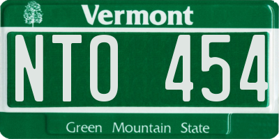 VT license plate NTO454