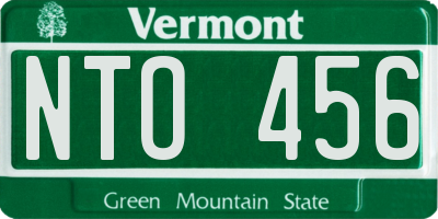 VT license plate NTO456