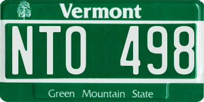 VT license plate NTO498