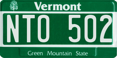 VT license plate NTO502