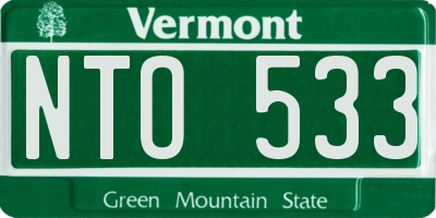VT license plate NTO533