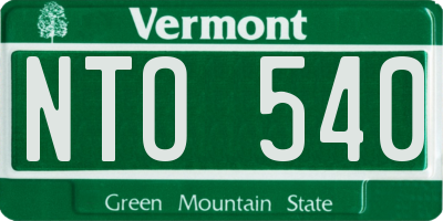 VT license plate NTO540