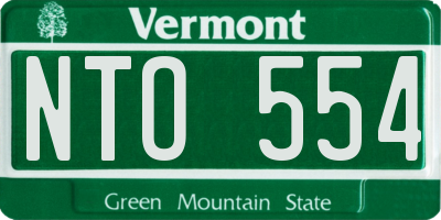VT license plate NTO554