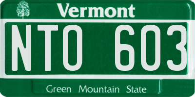 VT license plate NTO603
