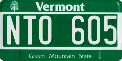 VT license plate NTO605