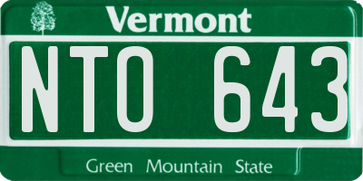 VT license plate NTO643