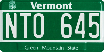 VT license plate NTO645