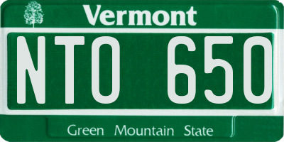 VT license plate NTO650