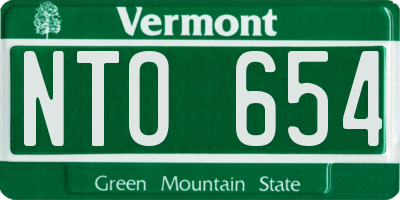 VT license plate NTO654