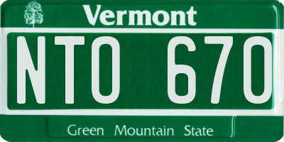 VT license plate NTO670