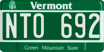 VT license plate NTO692