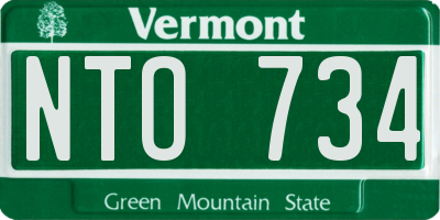 VT license plate NTO734