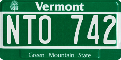 VT license plate NTO742