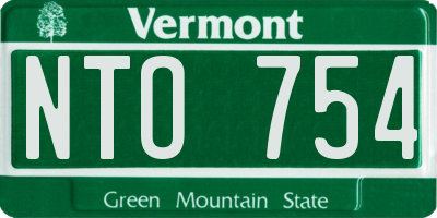 VT license plate NTO754