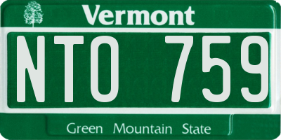 VT license plate NTO759