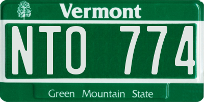 VT license plate NTO774
