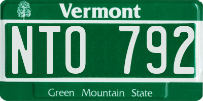 VT license plate NTO792