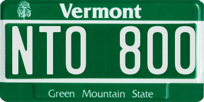 VT license plate NTO800