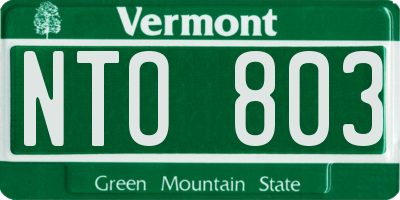 VT license plate NTO803