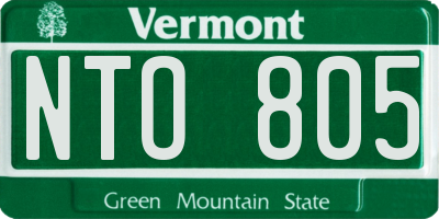 VT license plate NTO805