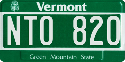 VT license plate NTO820