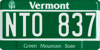 VT license plate NTO837