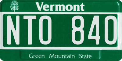 VT license plate NTO840