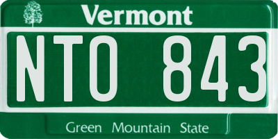 VT license plate NTO843
