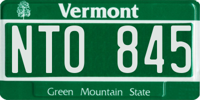 VT license plate NTO845
