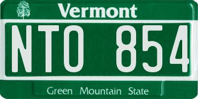 VT license plate NTO854