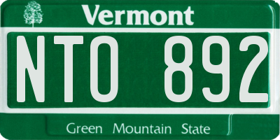 VT license plate NTO892