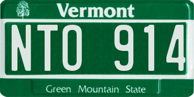 VT license plate NTO914