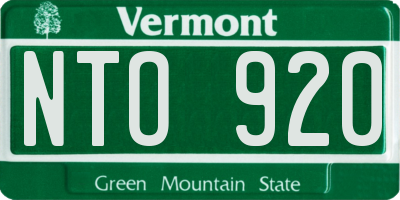 VT license plate NTO920