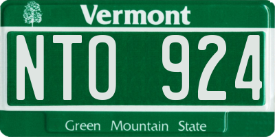 VT license plate NTO924
