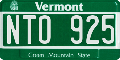 VT license plate NTO925