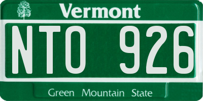 VT license plate NTO926