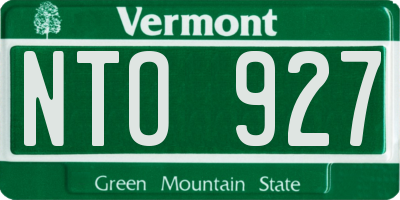 VT license plate NTO927