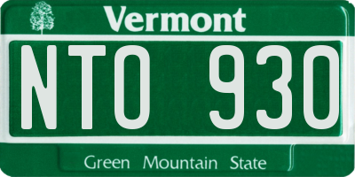 VT license plate NTO930